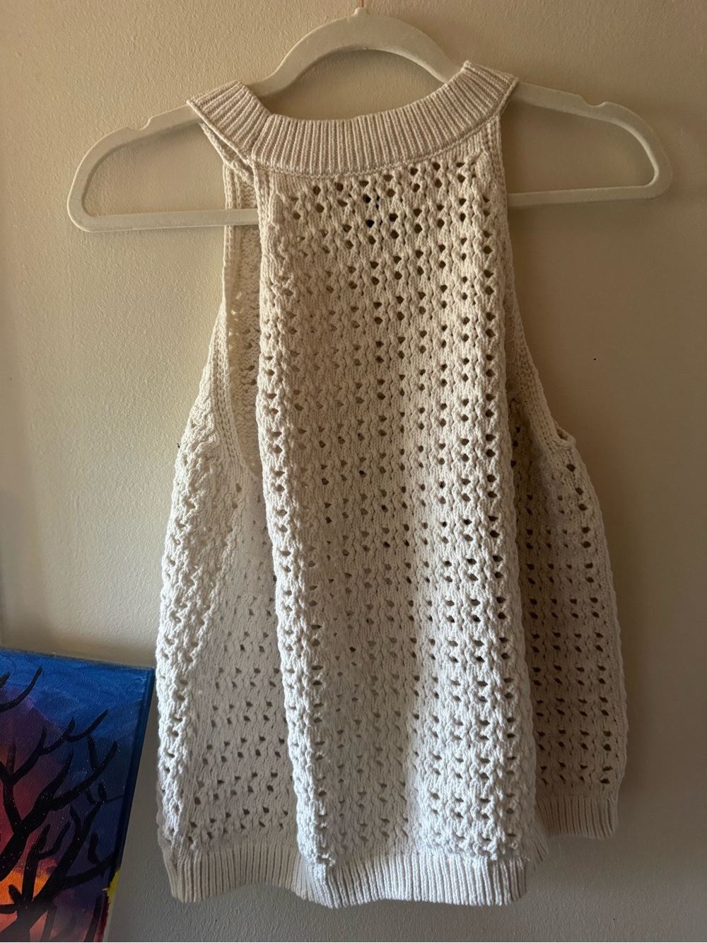 Universal Thread Cream Crochet Knit Halter Tank Top - Picture 4 of 4